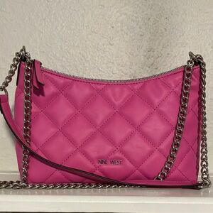Nine West Pink bag with silver chain NEW